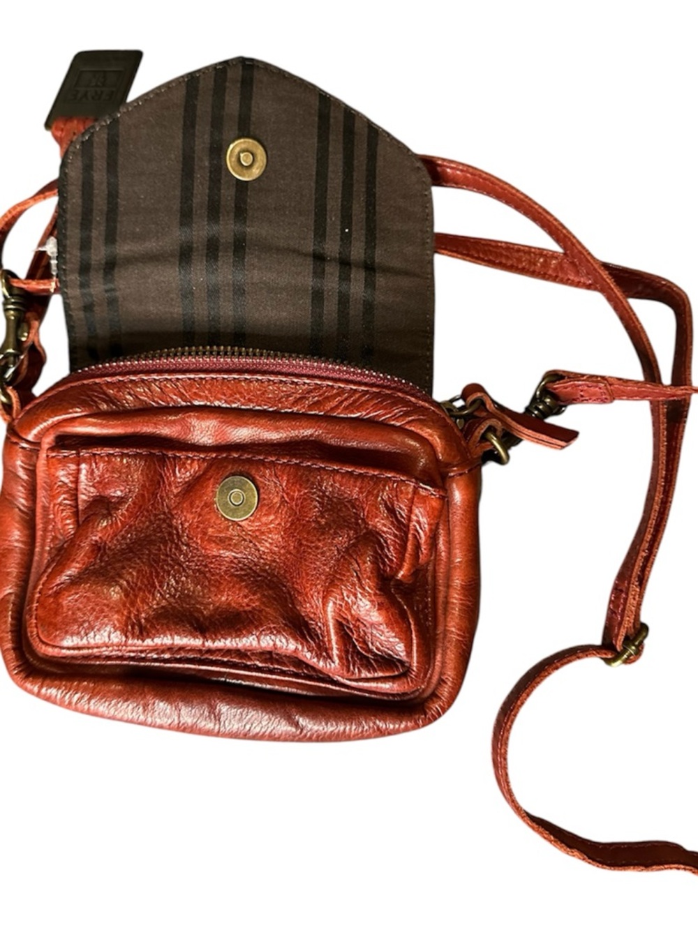 FRYE mini Brooklyn red leather studded crossbody Rare - Picture 5 of 10